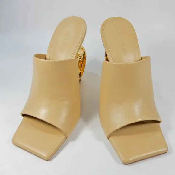 Cult Gaia Ira Spiral Swirl Slide Mule SANDAL 35 5 Natural Gold Leather NEW $458 - Picture 8 of 15